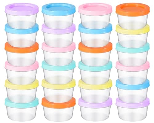 Tanlade 24 Pcs Small Baby Food Storage Containers, 7 oz Plastic with Lids