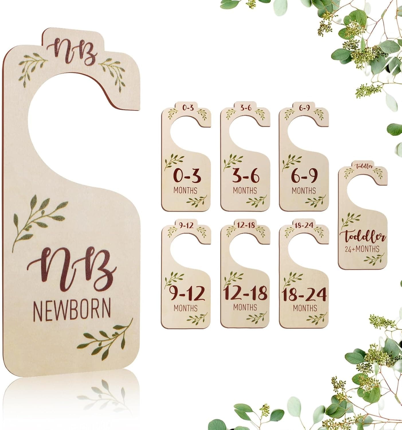 CCYLTL Baby Closet Dividers 8 PCS - Wooden Double-Sided Size Organizer, Newborn to Toddler