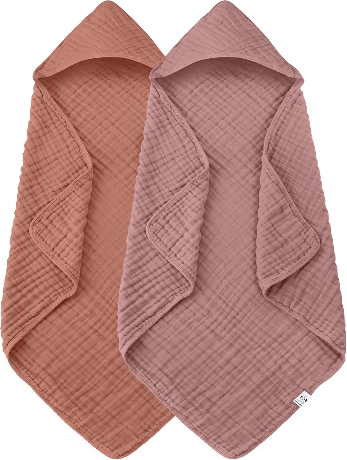 Spotted Play 2 Pack Hooded Baby Towels - 100% Muslin Cotton for Newborns, Infants, Toddlers - Large 32x32 Inch, Highly Absorbent, Green and Grey
