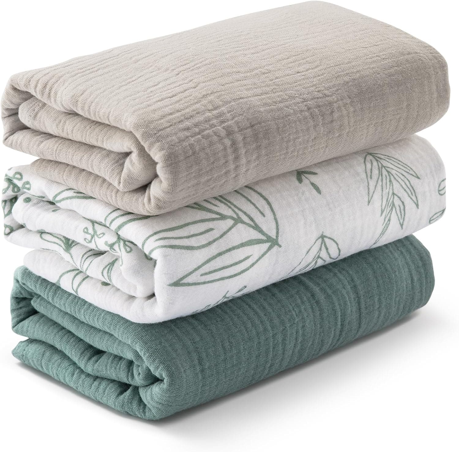 Muslin Swaddle Blankets for Newborn, 3 Pack Breathable Soft Receiving Blanket, 38 x 40 in