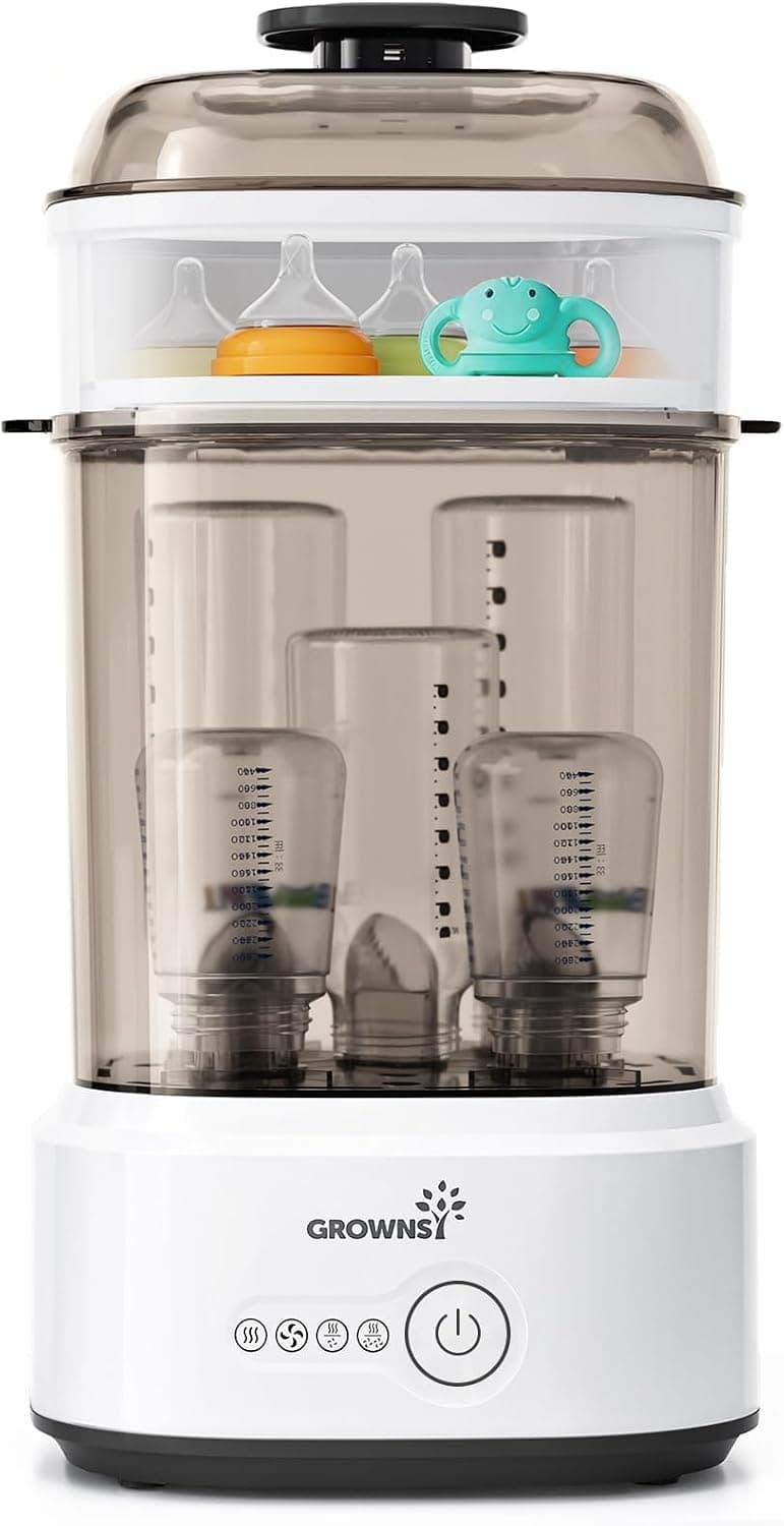 Bottle Sterilizer and Dryer, Compact Electric Steam Baby Bottle Sterilizer Black