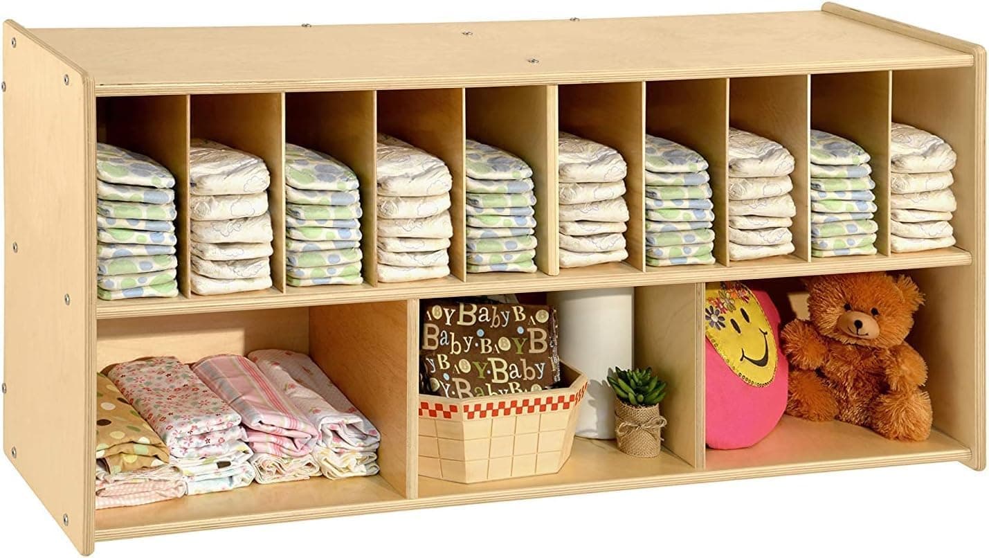 Contender Diaper Storage Organizer, Baby Changing Supply Shelf, Hanging Wall Mount Wood Caddy, 47-inch