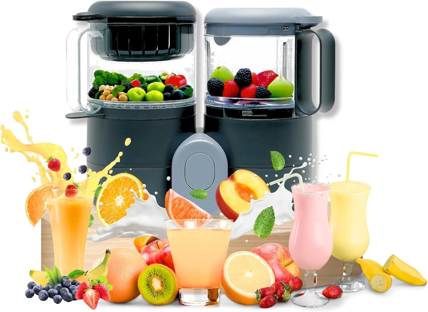 Baby Food Maker Steamer and Blender, 4 in 1 Multifunction Processor with Defrosting & Reheating, 68 oz