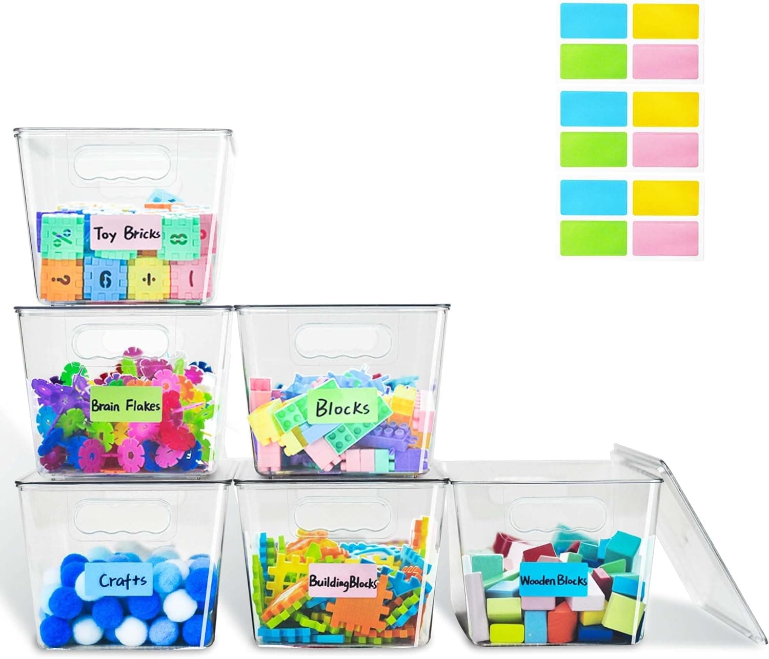 Rolheit Clear Stackable Storage Bins, Plastic Toy Organizers with Lids for Kids Playroom (6)