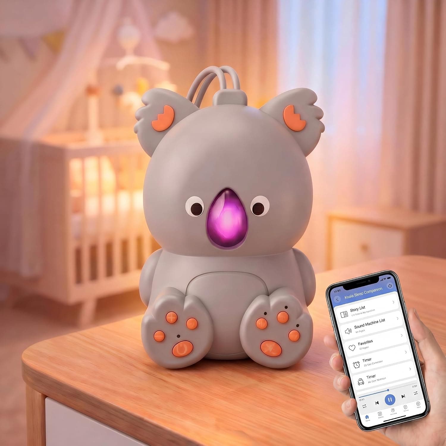 White Noise Machine for Baby with Bluetooth Speaker, Portable, USB-C Rechargeable