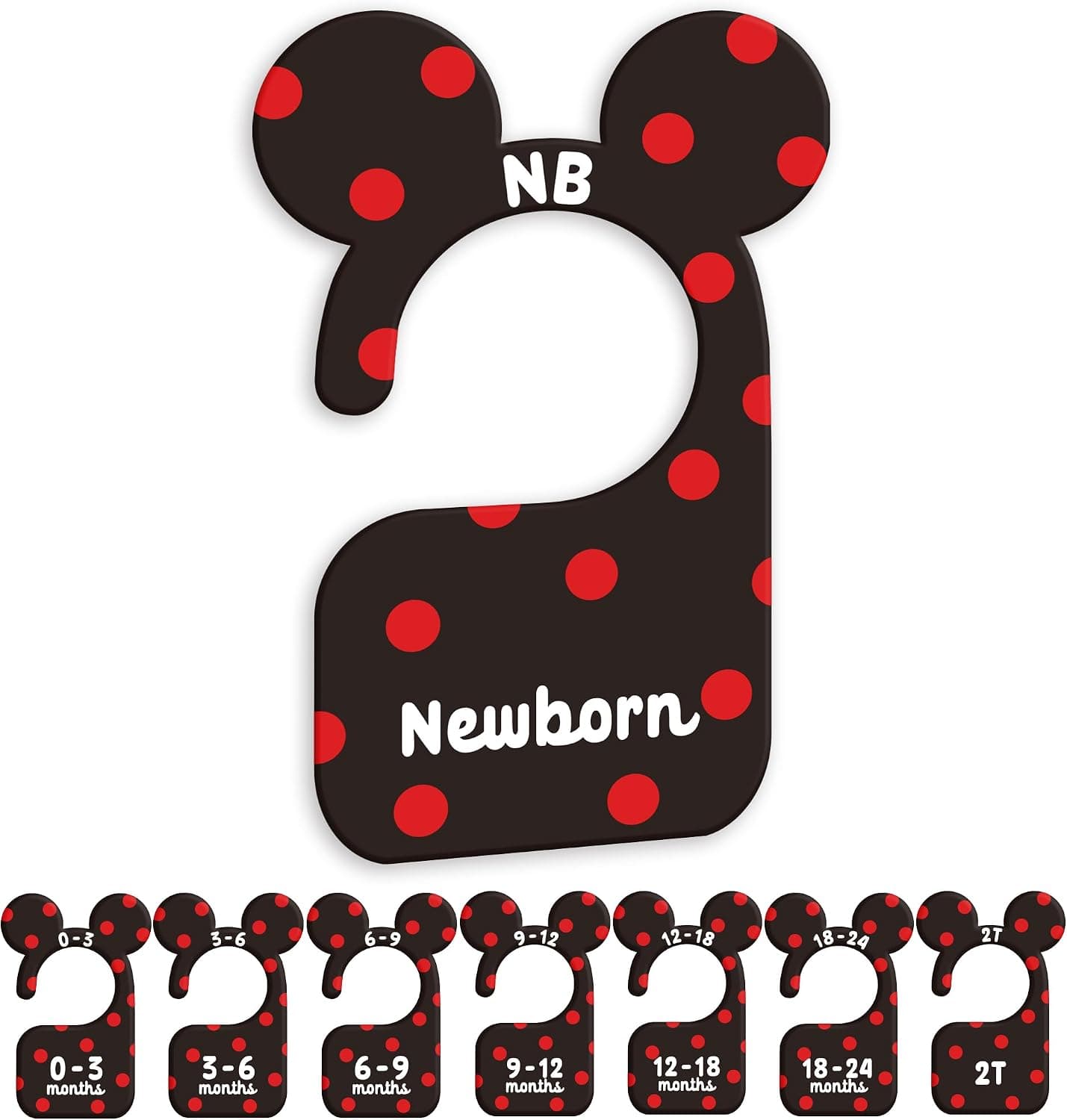 JMOST Baby Closet Dividers for Nursery - Newborn to 24 Months, Double Sided Hangers with Size Dividers
