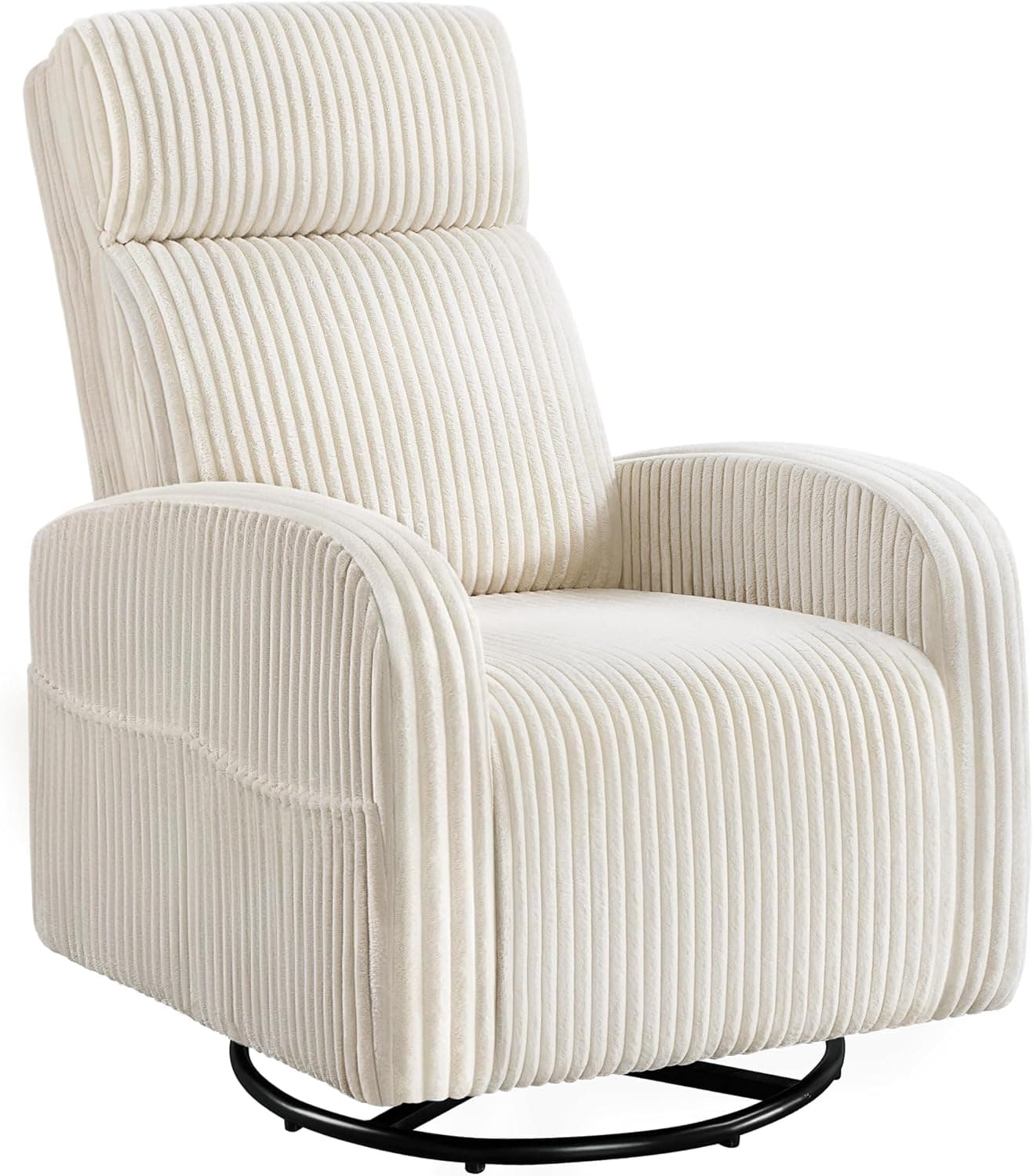 Yaheetech 360° Swivel Glider Chair for Nursery, Rocking Nursing Chair with Side Pockets, Corduroy High Back (Beige)