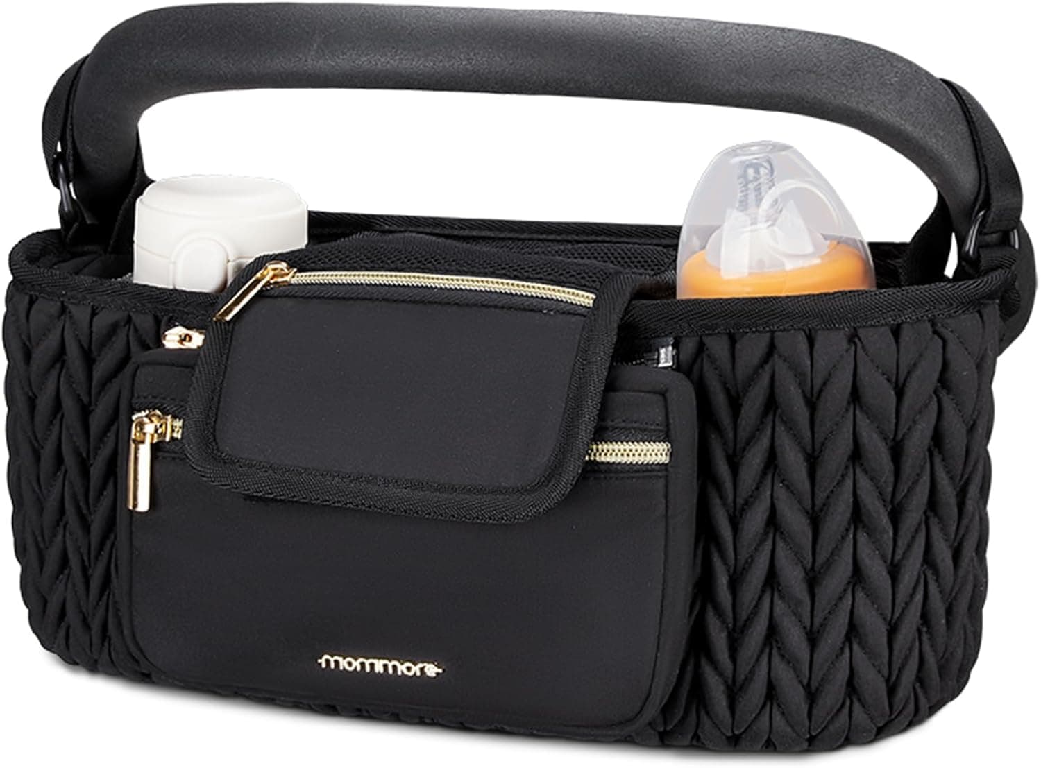 mommore Stroller Organizer with Insulated Cup Holders, Adjustable Stroller Caddy with Detachable Phone Bag