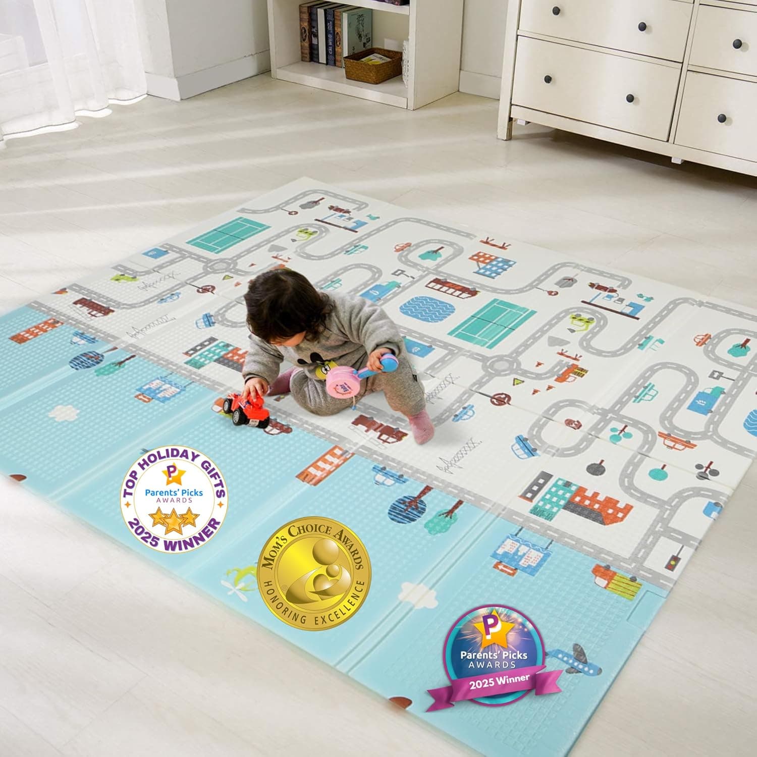 Bammax Extra Large 78" x 70" XPE Foam Baby Play Mat with Travel Bag, Anti-Slip, Waterproof, Foldable