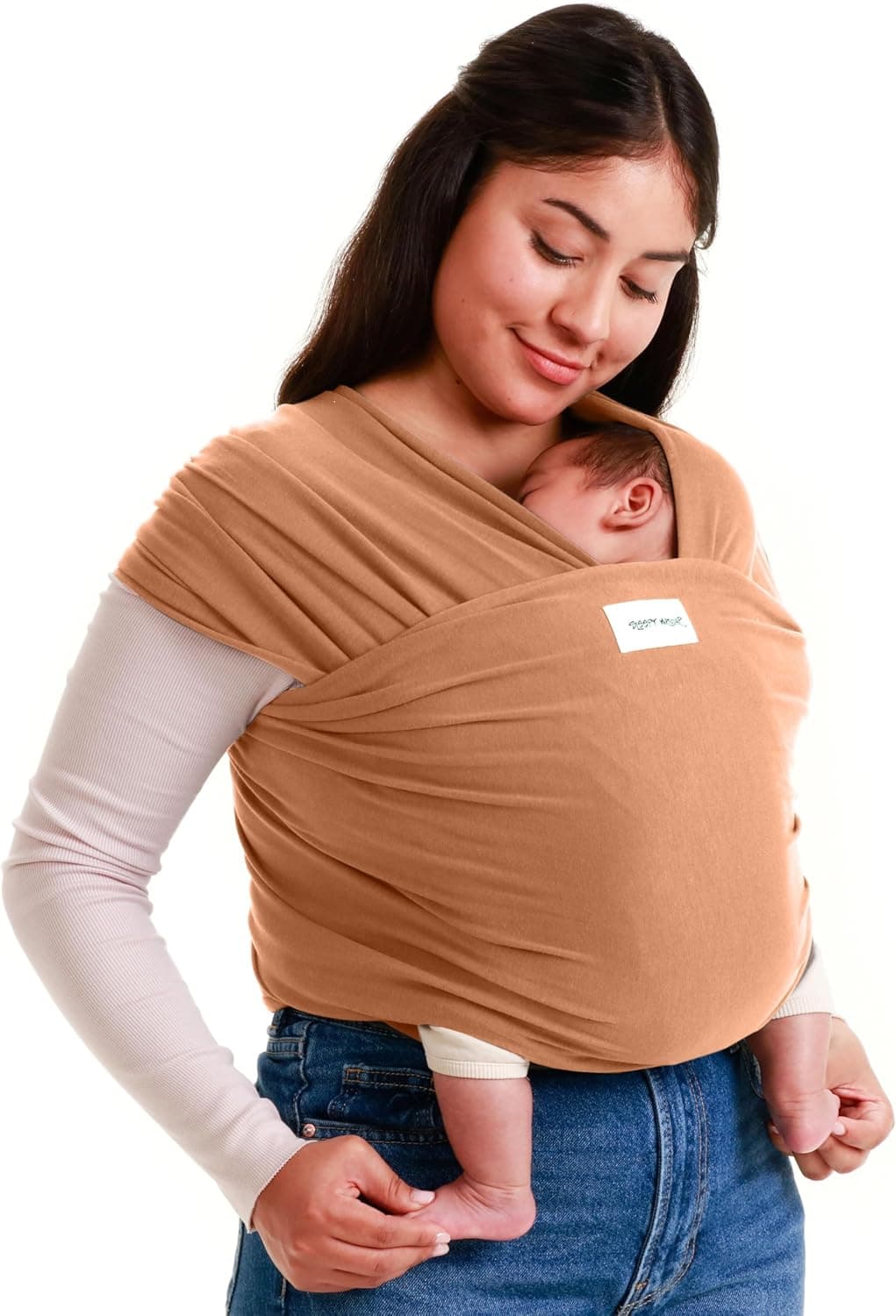 Sleepy Wrap Lightweight Stretchy Baby Wrap Carrier 7-35 lbs (Cinnamon)