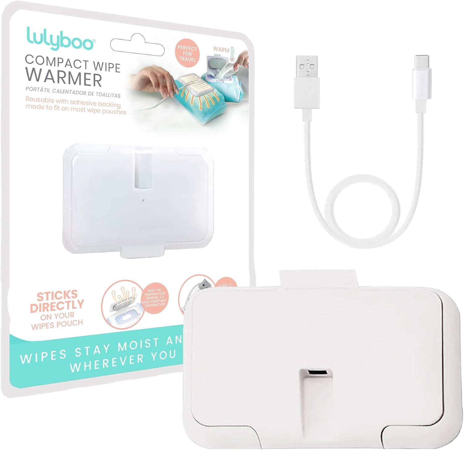 Lulyboo Compact Baby Wipe Warmer with Constant Temperature & Double Layer Cover, Portable USB Dispenser