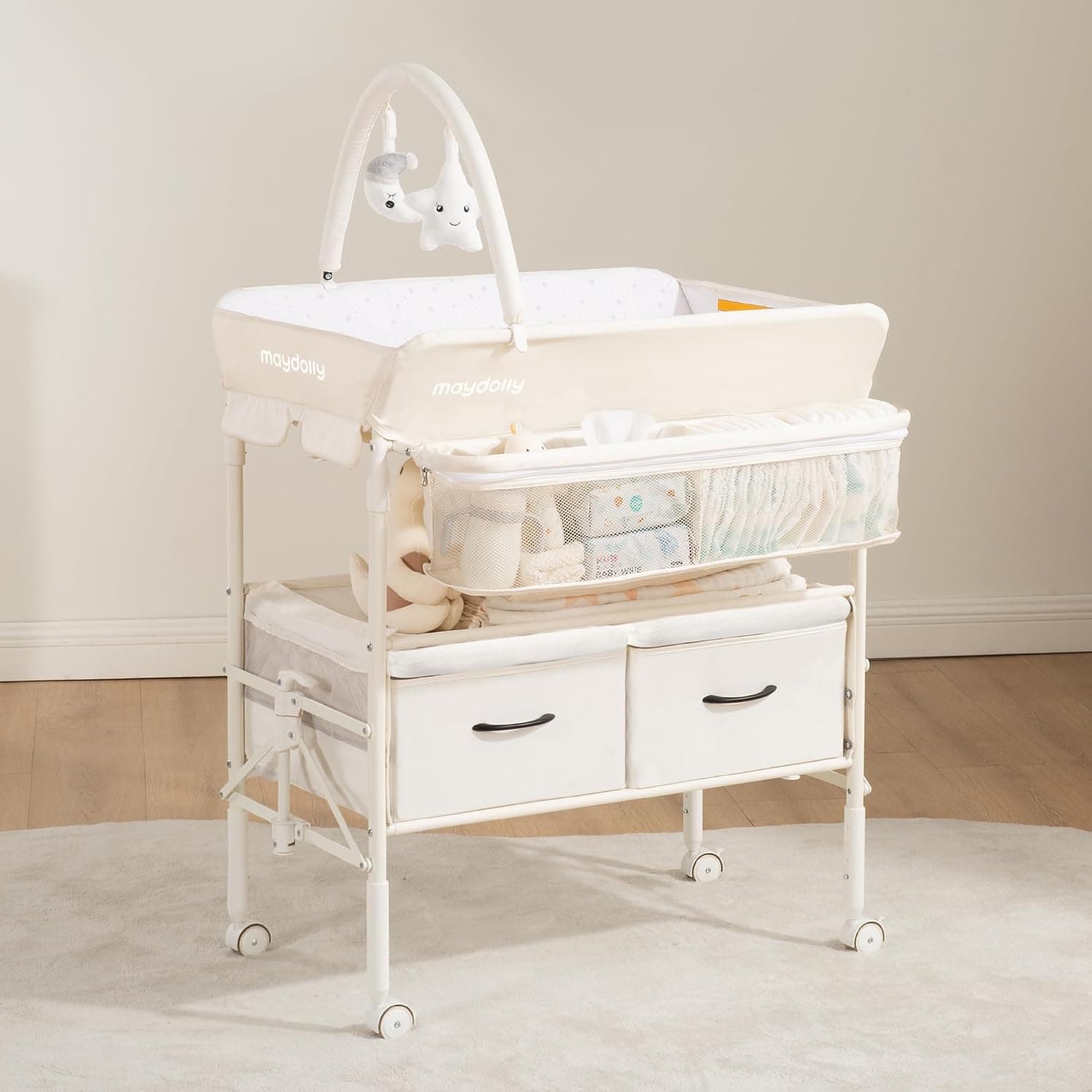 Maydolly Portable Foldable Changing Table, Waterproof Diaper Station, Adjustable Height