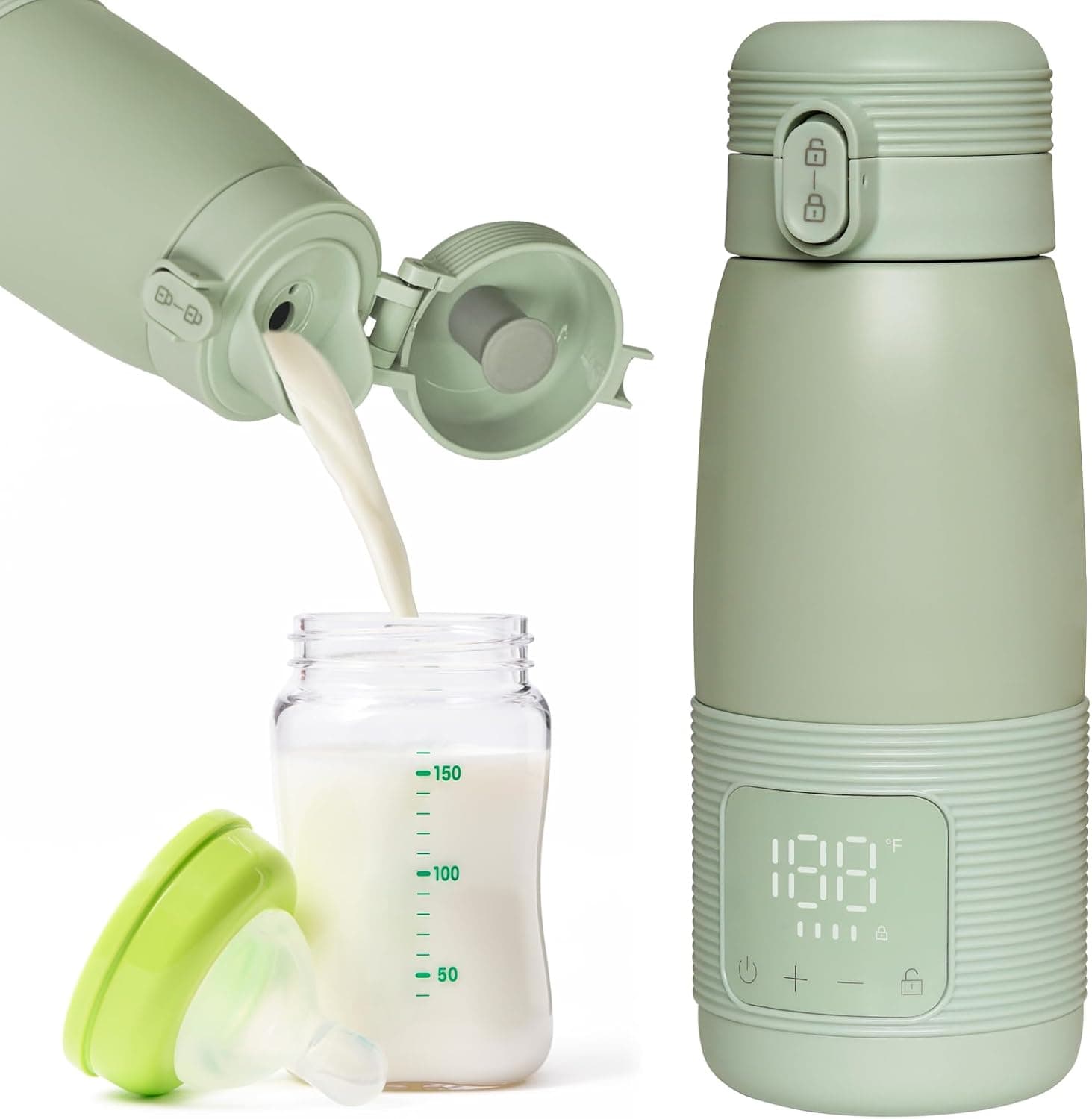 Portable Bottle Warmer for Travel, Super Fast Charging, 5-Min Heating, 17oz Large Capacity (500ML)