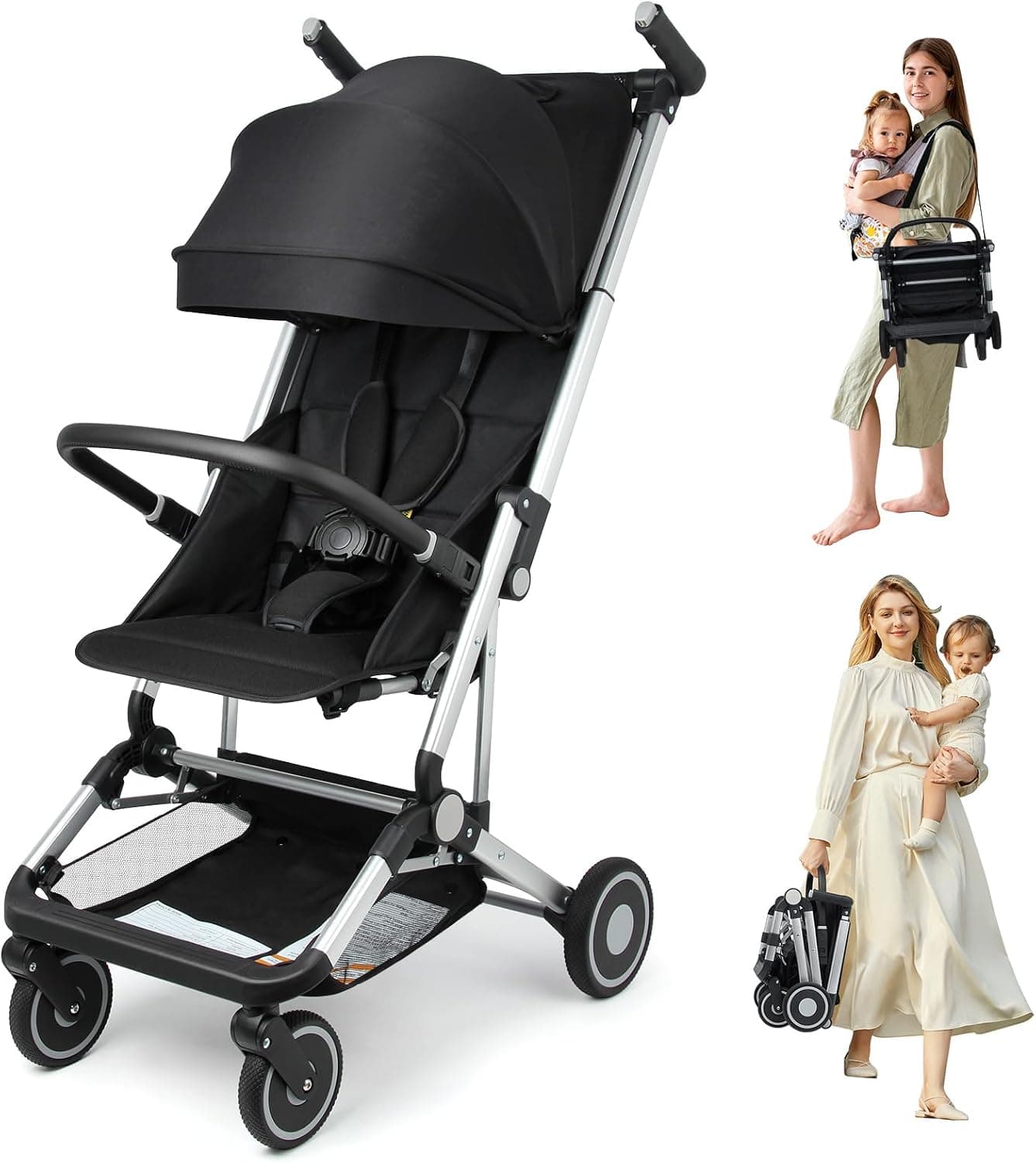 Travel Stroller for Airplane, Ultra Compact Umbrella Stroller, One-Handed Folding, Aluminum Frame