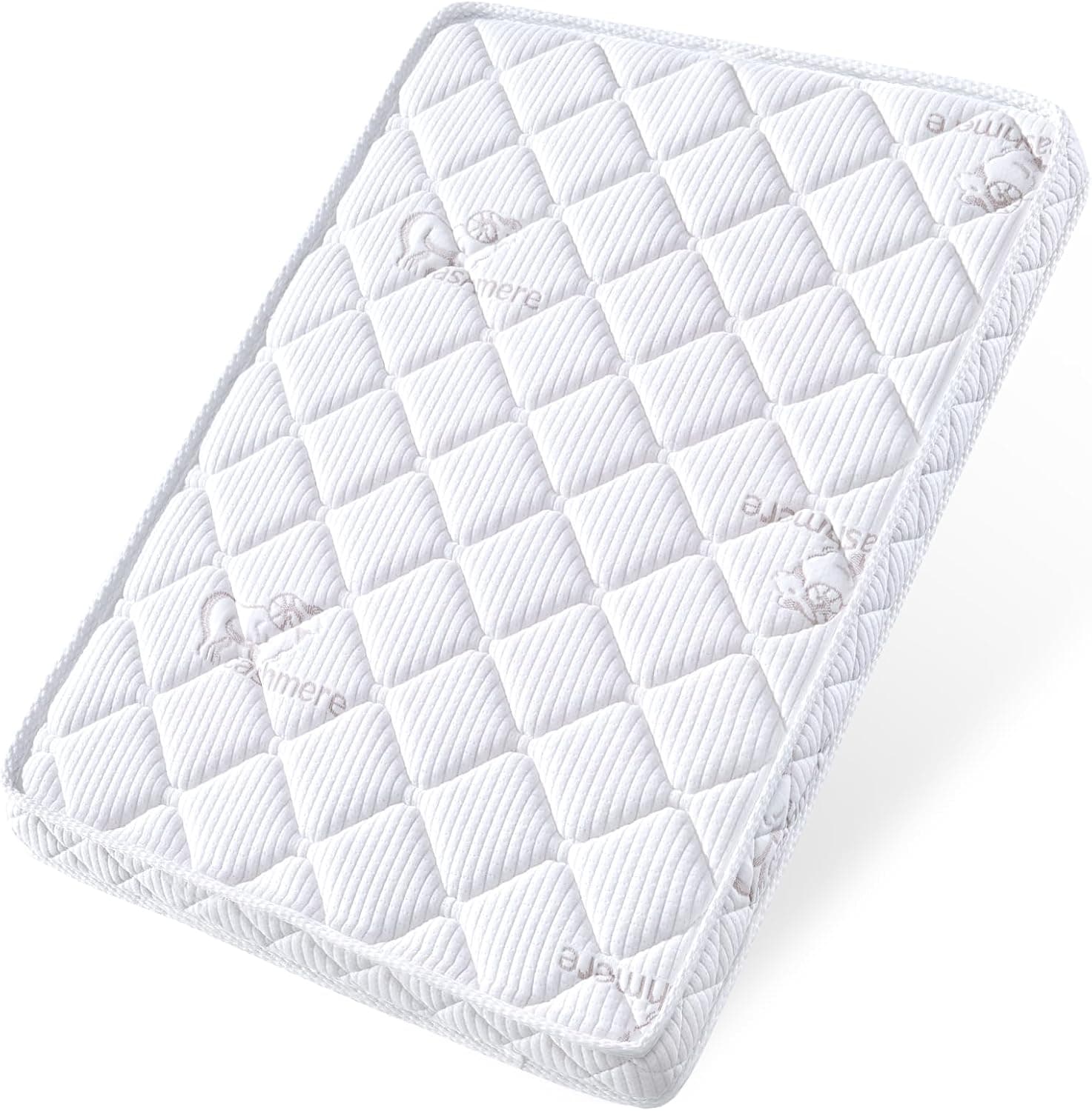Pack and Play Mattress 38x26, Premium Knitted Fabric Firm Support Foam, Fits Graco/Baby Trend (White)