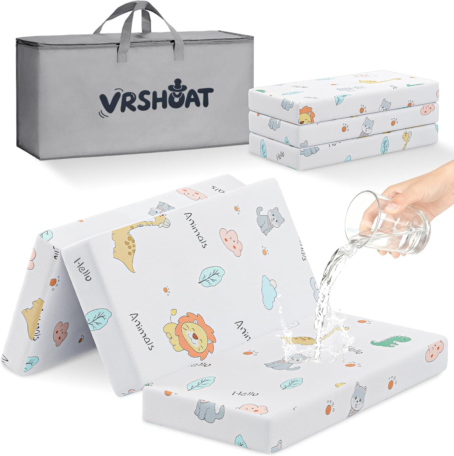 Trifold Pack and Play Mattress 38x26, Portable Mini Crib Mattress with Waterproof Cover