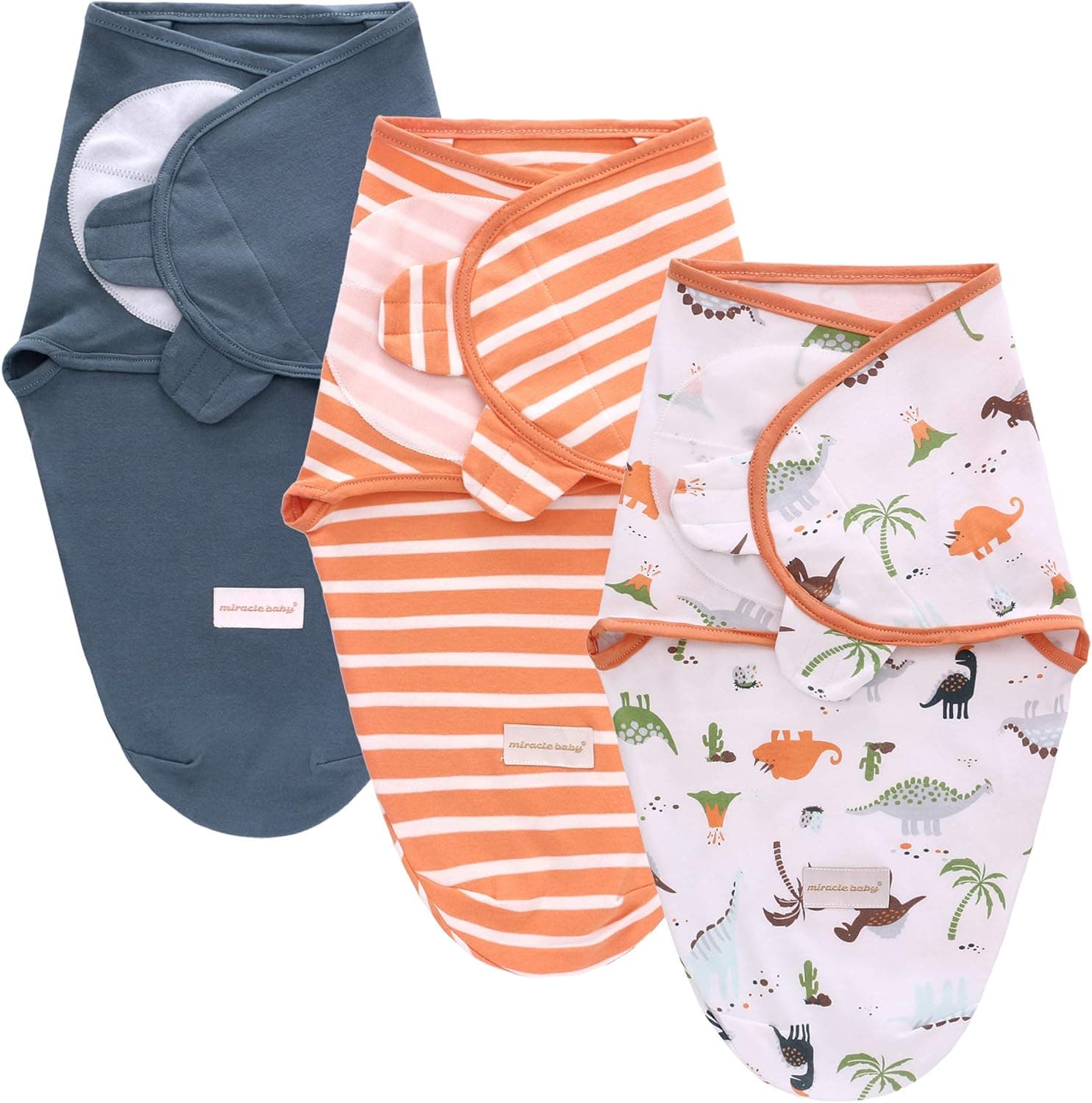 3-Pack Baby Swaddle Sleep Sacks, Newborn Blanket Wrap Adjustable Breathable Cotton 0-6 Months