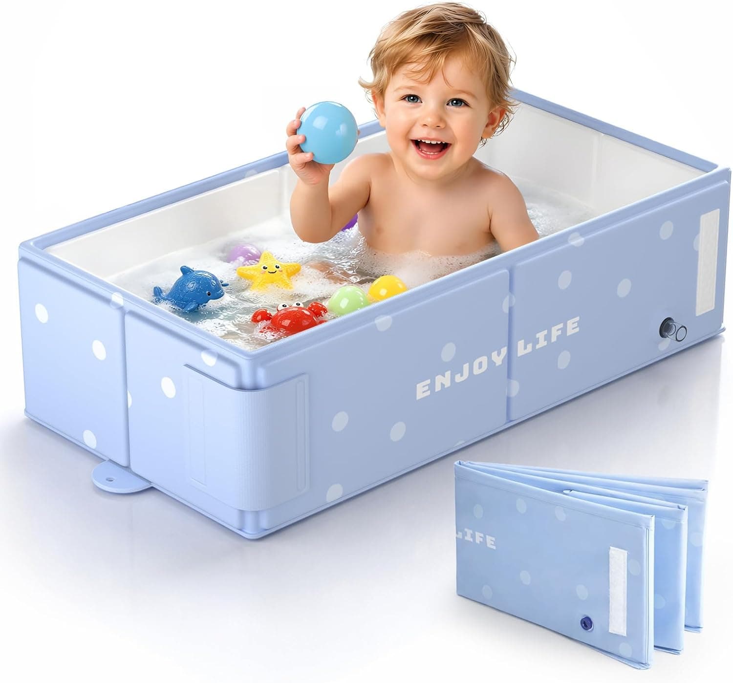 Collapsible Baby Bathtub for Newborn Infants Toddlers 0-8 Years, Space Saving Foldable