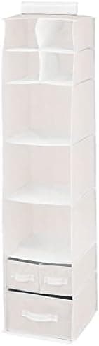 mDesign Fabric Hanging Closet Organizer, 7 Shelves and 3 Removable Drawers for Nursery, Pink/White Polka Dot
